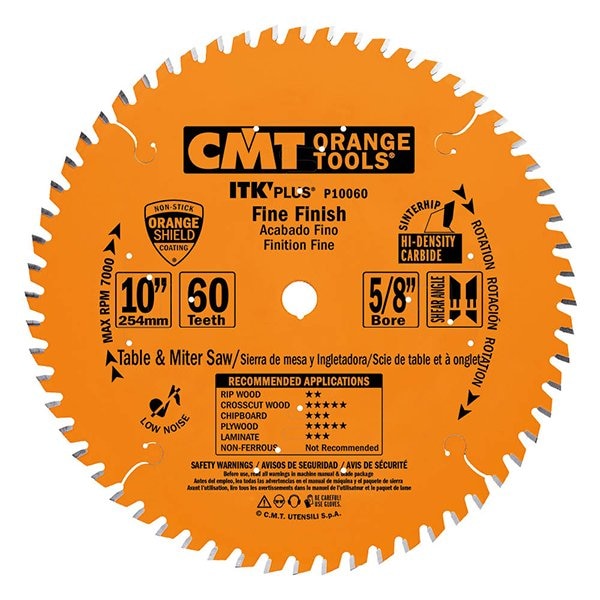 ITK Plus Finish Saw Blade, 12 x 72 Teeth, 10deg ATB+Shear with 1-Inch bore